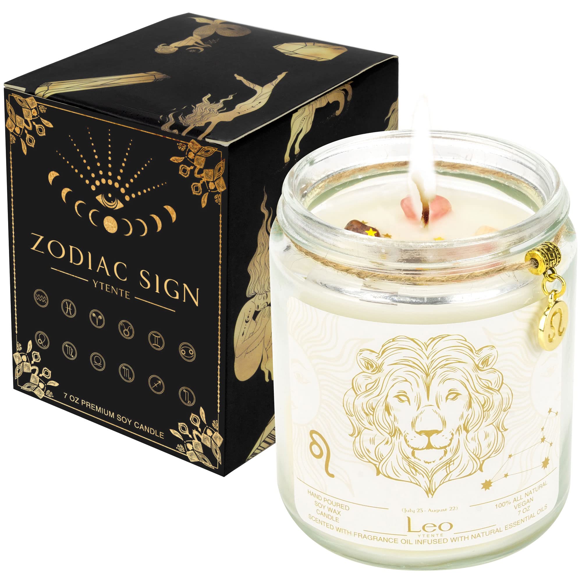 Zodiac Candle Gift Leo Zodiac Crystal Candles Astrology Gifts for Women Scented Candles Birthday Gifts for Women Sister Zodiac Gift Candle Jar