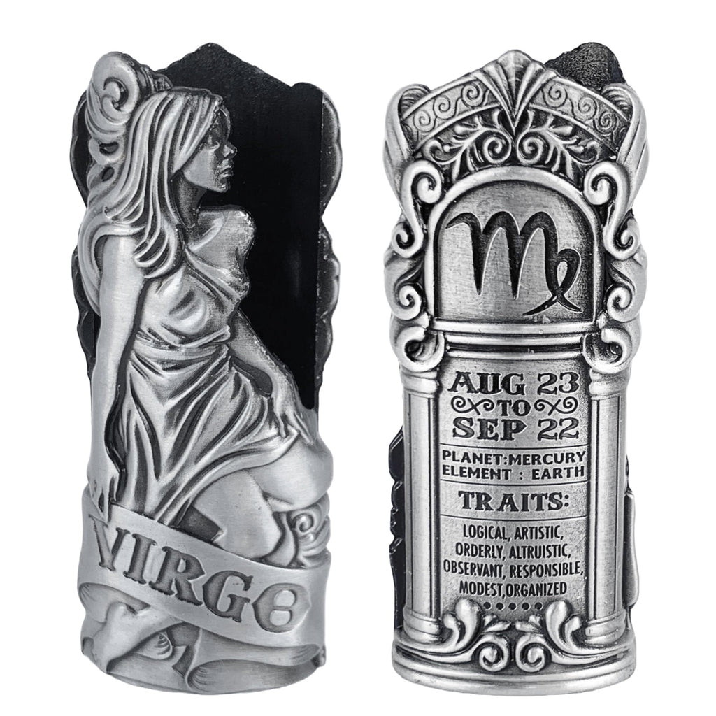 Metal Lighter Case Fits BIC It Covers Standard Full Size Bic Lighter in J6. Zodiac Astrology Lighter Case Design in Virgo. One Piece Per Order