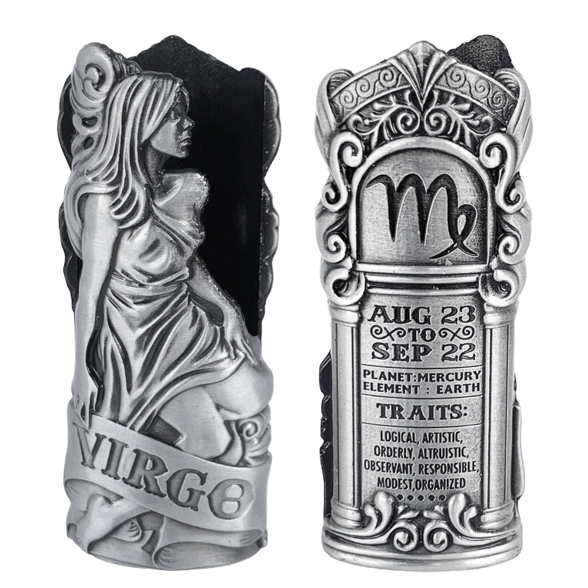 Metal Lighter Case Fits BIC It Covers Standard Full Size Bic Lighter in J6. Zodiac Astrology Lighter Case Design in Virgo. One Piece Per Order