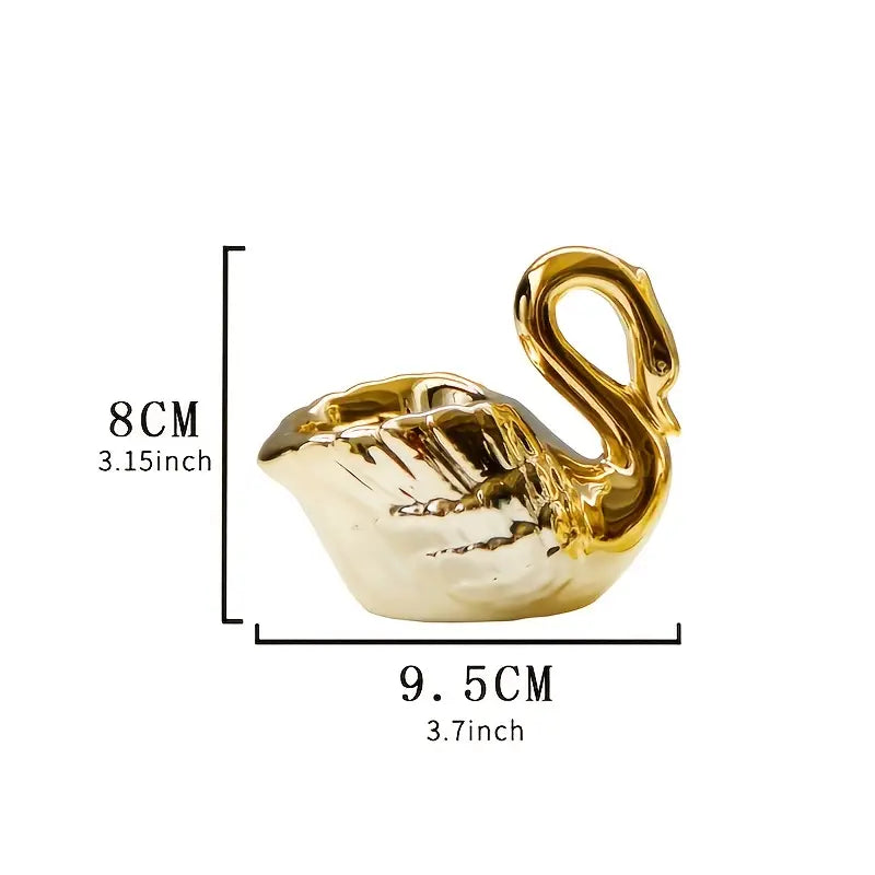 Golden Ceramic Swan Candle Holder for Romantic Decor