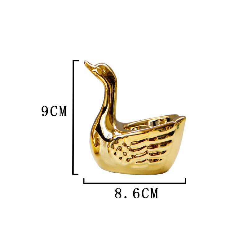 Golden Ceramic Swan Candle Holder for Romantic Decor