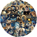 50pcs Celestial Sticker Set Laptop Stickers Planet Space Halloween Party Favors Holiday Stickers Party Decoration Retro Galaxy Moon Stickers for DIY Scrapbook Journal