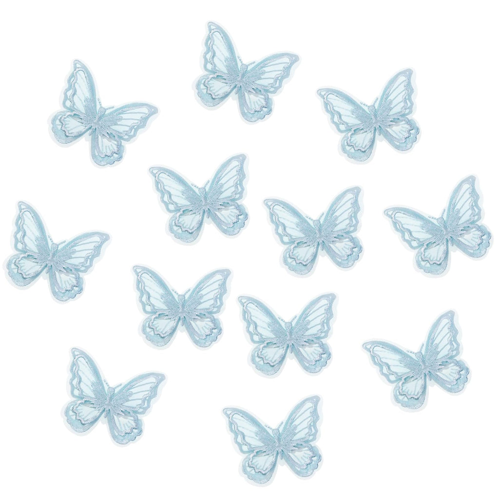 12Pcs Blue Butterfly Hair Clips Cute Lace Embroidery Flower Butterfly Hair Bow for Women Girls Fairy Butterfly Hair Pins Hair Accessories Halloween Christmas Party Decor (Blue)