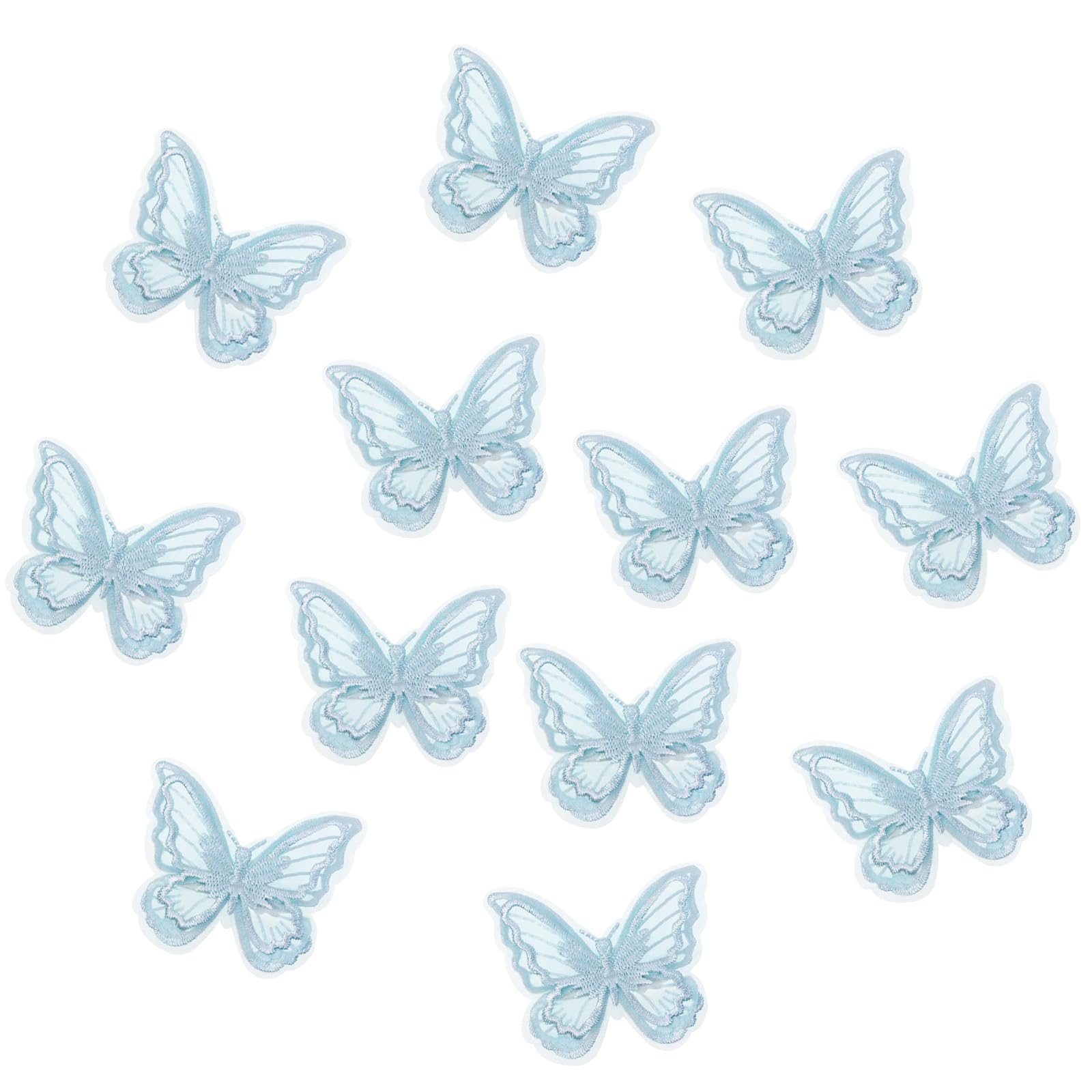 12Pcs Blue Butterfly Hair Clips Cute Lace Embroidery Flower Butterfly Hair Bow for Women Girls Fairy Butterfly Hair Pins Hair Accessories Halloween Christmas Party Decor (Blue)
