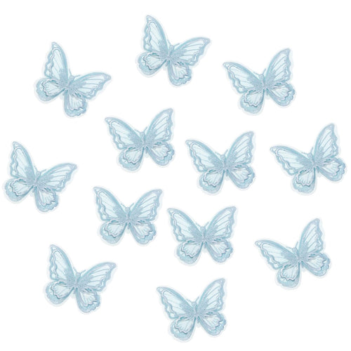 12Pcs Blue Butterfly Hair Clips Cute Lace Embroidery Flower Butterfly Hair Bow for Women Girls Fairy Butterfly Hair Pins Hair Accessories Halloween Christmas Party Decor (Blue)