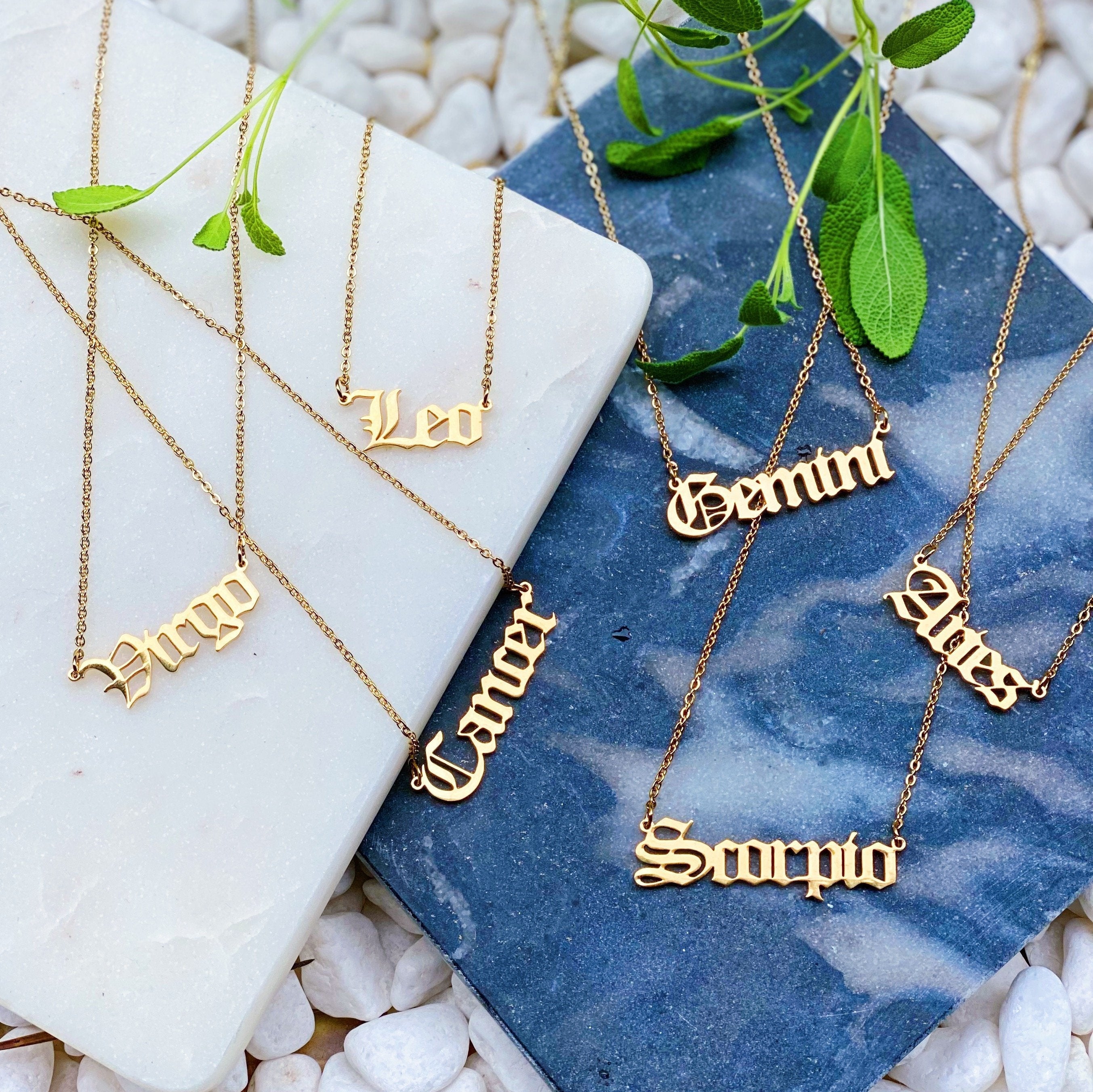 Zodiac necklace gold stainless steel