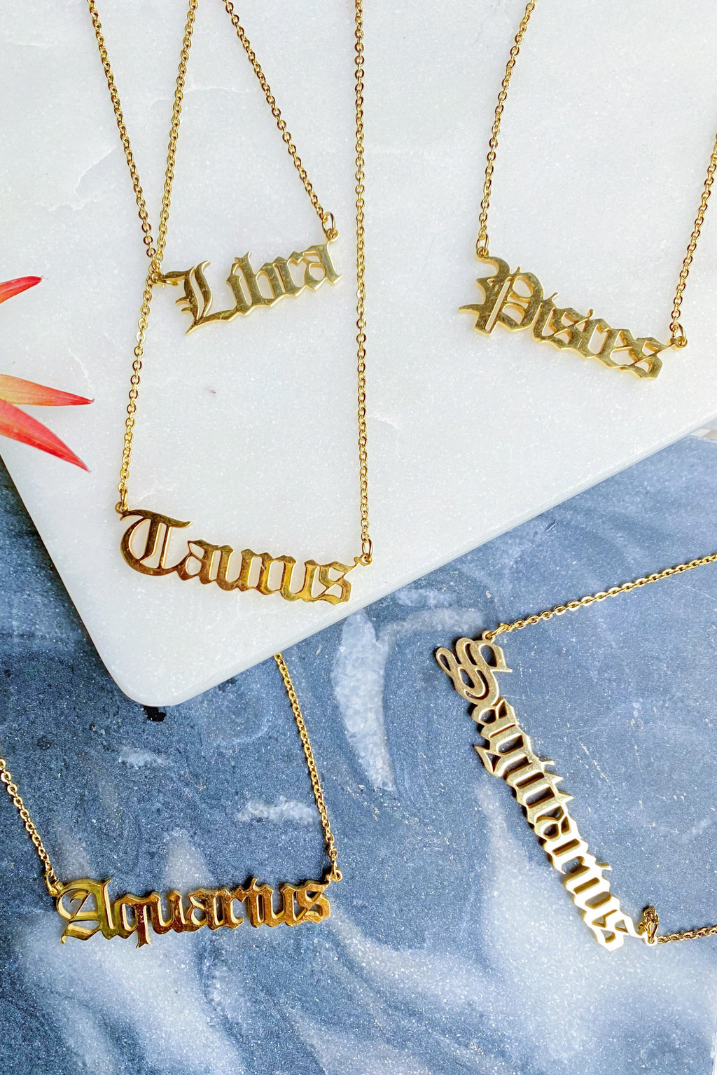 Zodiac necklace gold stainless steel